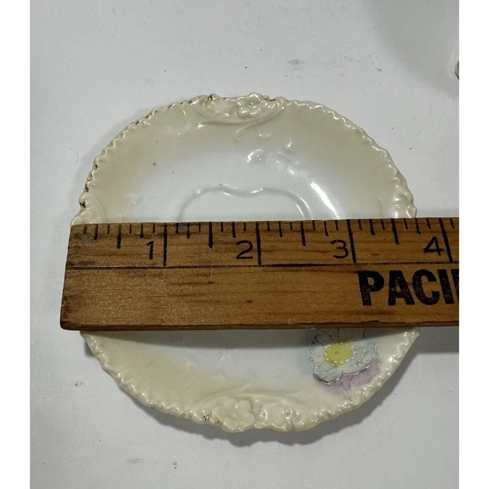 Vintage‎ Victorian Miniature Porcelain Square Floral Tea Cup & Saucer